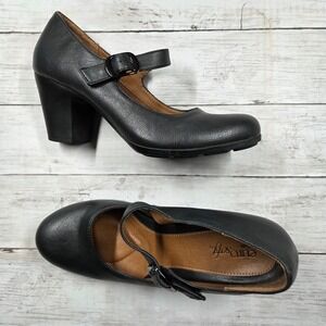 Eurosoft Sofft Mary Jane Pumps Women 10M Blk Block Heel Buckle Strap Round Toe